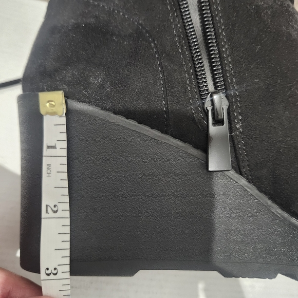 Torrid Black Faux Suede Sweater-trimmed wedge bootie Size 9WW - Picture 8 of 8